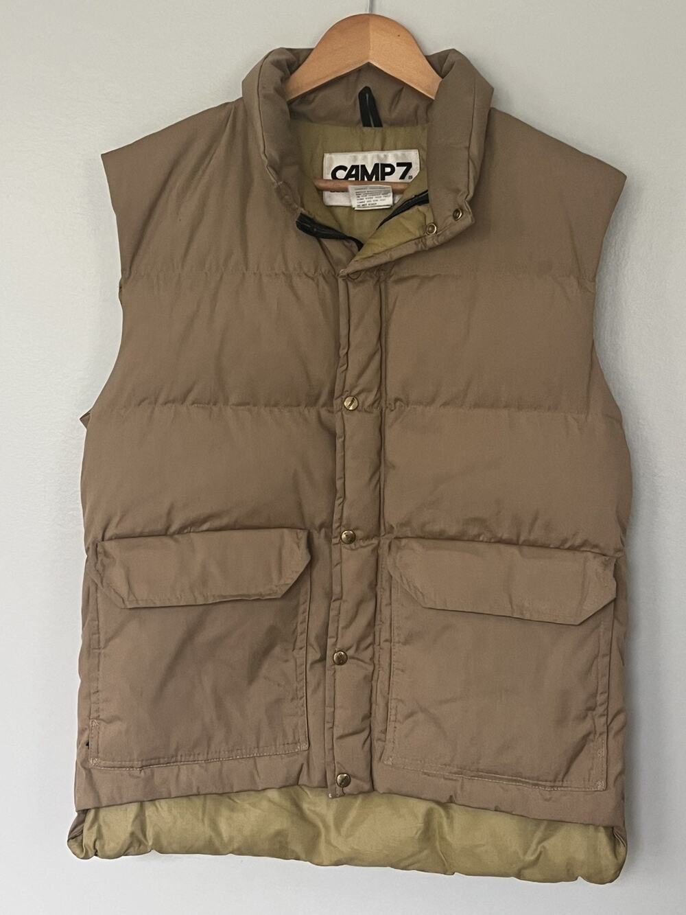 Vintage Camp 7 Men’s M Khaki Brown Goose Down Puffer Vest Made in USA